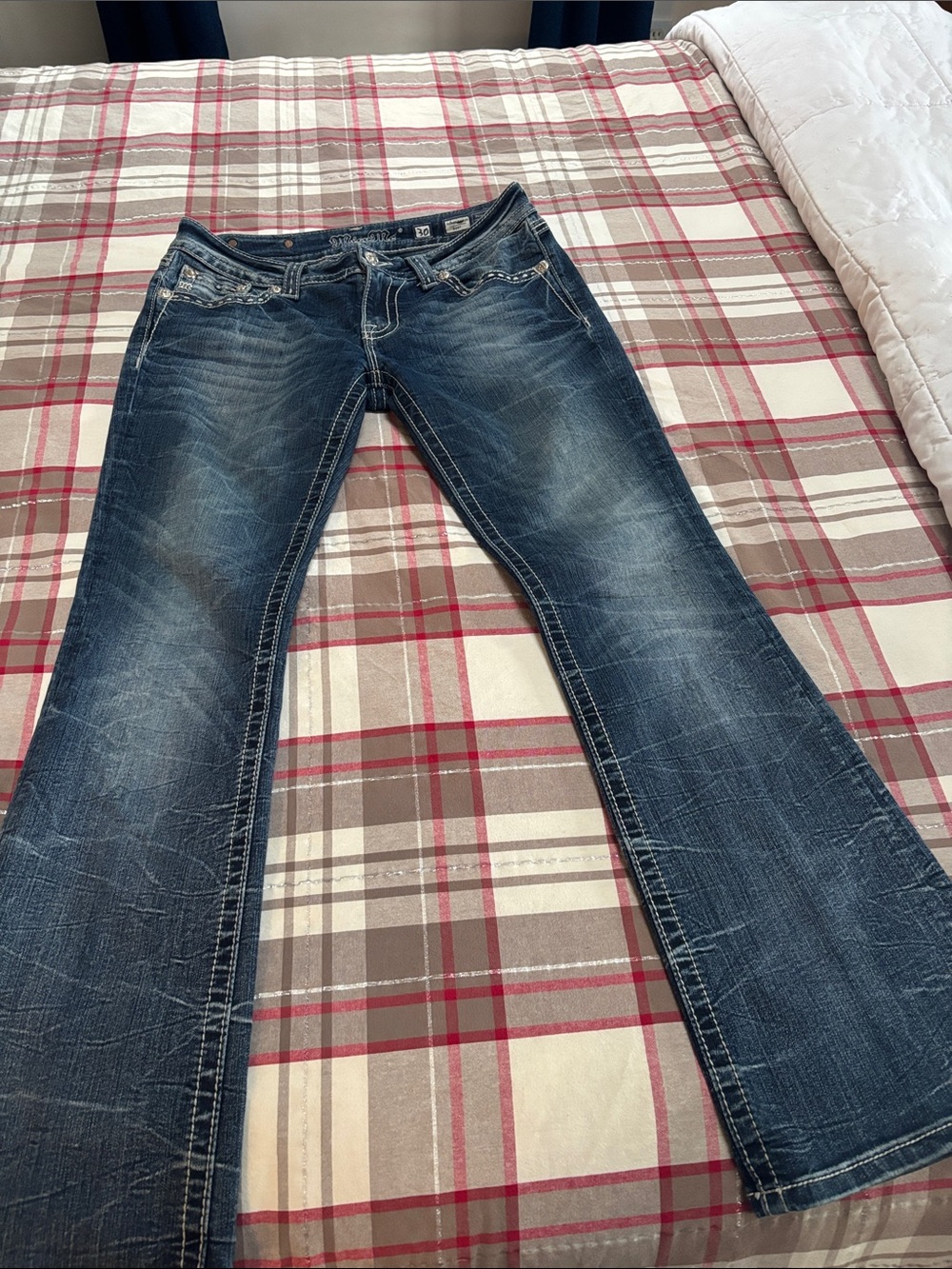 Miss Me Blue Flare Jeans with Faded Detailing